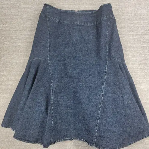 VTG Powerline Denim Skirt Size 8 Blue Dark Wash Flounce Flared Mermaid Rodeo