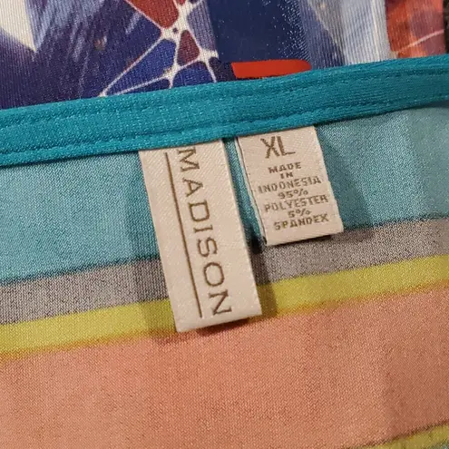 Madison teal and orange dress with jewelry embellishments on chest area. Sz. XL