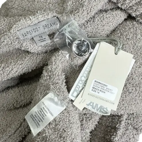 Barefoot Dreams CozyTwist Short Sleeve Sweater Coat, Beach Rock, 1X