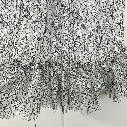 Cupcakes and Cashmere New Size 6 White, Black Lace Ruffle Fit & Flare Dress