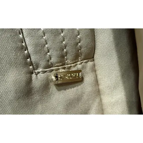 St. John Collection Tan Swing Trench Coat Quilted Satin Lining Classic Luxury S