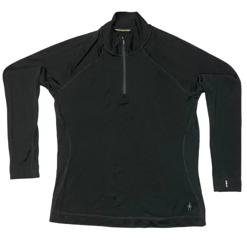 Smartwool Women's Merino Thermal 1/4 Zip Base Layer XL Black Slim EUC - Image 2