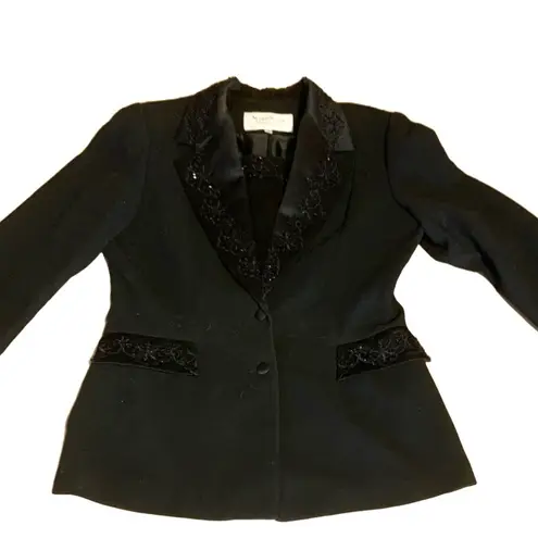 VINTAGE 1990'S MAXIE KLEIN BLACK BEADED & SEQUINS COCKTAIL BLAZER (12)