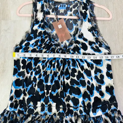 Roberto Cavalli NEW Ruffle tired Leopard Cheetah Silk Mini Dress Size 42