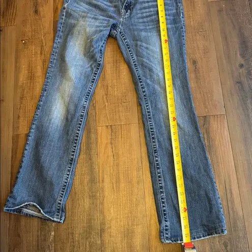 Miss Me  Women's Blue Boot Cut Jeans with Gold Embroidery