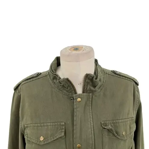 NSF Kae Utility Full Zip Drawstring Military Jacket Cotton Green Size Medium