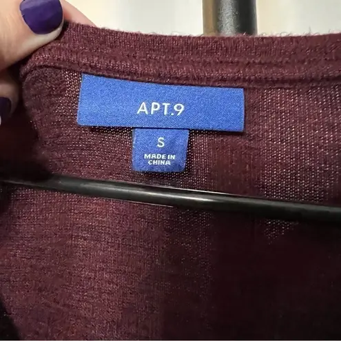 APT 9 Burgundy Red V Neck Oversized Sweater Small