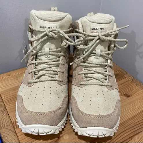 Merrell Wildwood Hiking Boots Mid Leather Waterproof Tan Reed Size 8