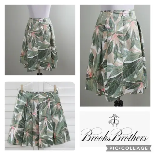 Brooks Brothers NWT Tropical Leaf Print Pleated Skirt size 10