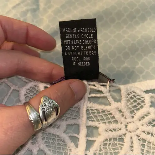 Say What? Questions by Say What white crocheted short sleeve cardigan floral size XL