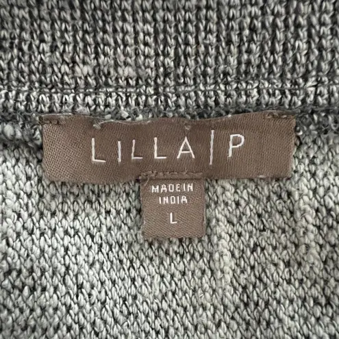 Lilla P Sweatshirt Womens Large Gray Plaid Flannel Back Top Mixed Media Casual