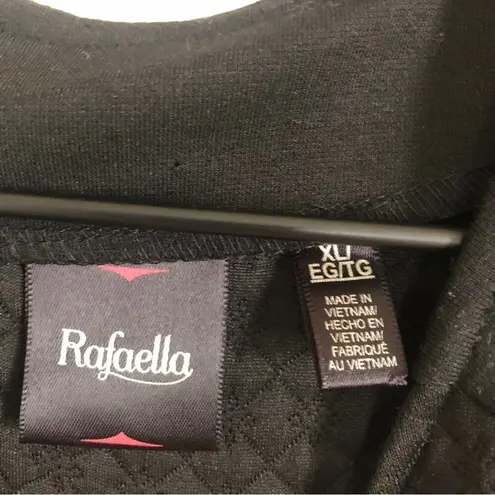 Rafaella Black Quilted Silver Metal Accent Short Sleeve Round Neck Blouse Top