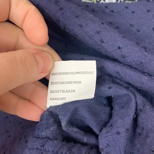 Solitaire womens large eyelet blue embroidered long sleeve shirt johnny floral