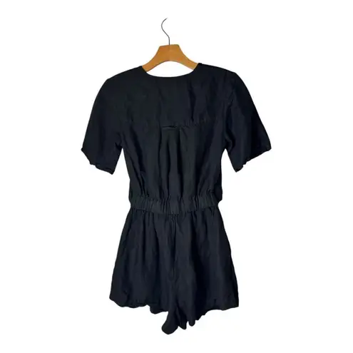 Thakoon Romper Women 0 Black Linen Blend Tie Waist Romper Lagenlook Gothic