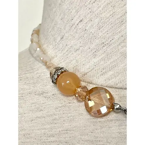 Orange bead and swarovski choker necklace