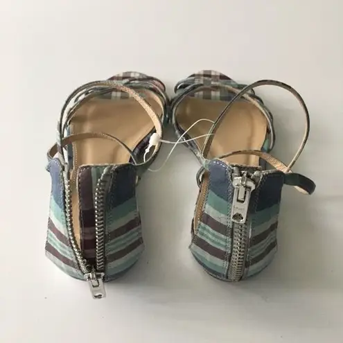 J.Crew NEW  Plaid Checks Print Ankle‎ Strap Sandals Womens Size 6
