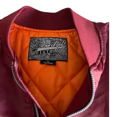 Brooklyn Cloth Brooklyn Clothe 1896 Burgundy Zipper up Bomber Jacket with Jacket Size Large