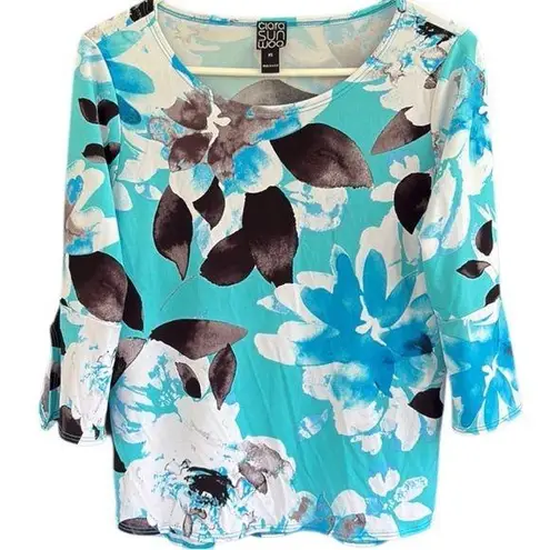 EUC Clara Sun Woo Floral Stretch Top Size XS