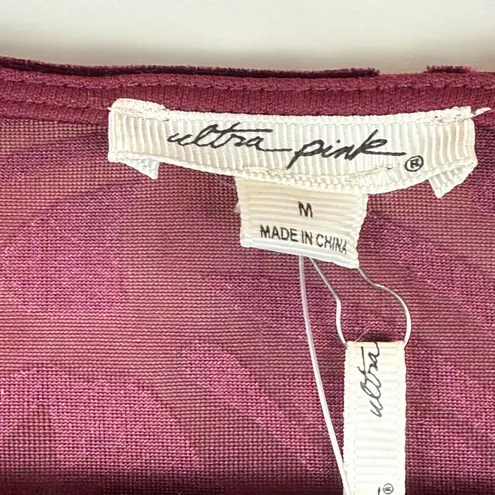 Ultra Pink Top Women Medium Pink Velvet Asymmetrical Bell Sleeve Boho Fairy NWT