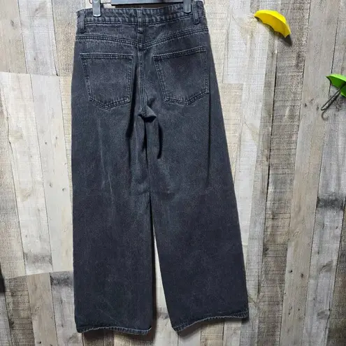 Edikted Raelynn Black Wash High Rise Wide Leg Jeans XS