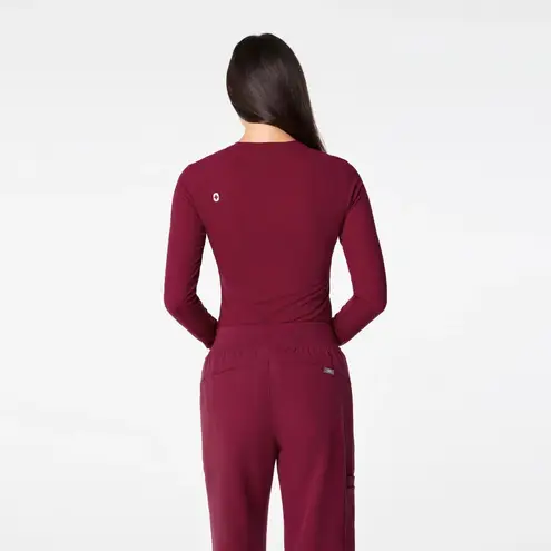 FIGS  Ribbed Longsleeve Underscrub in Deep Cranberry, Size X-Small