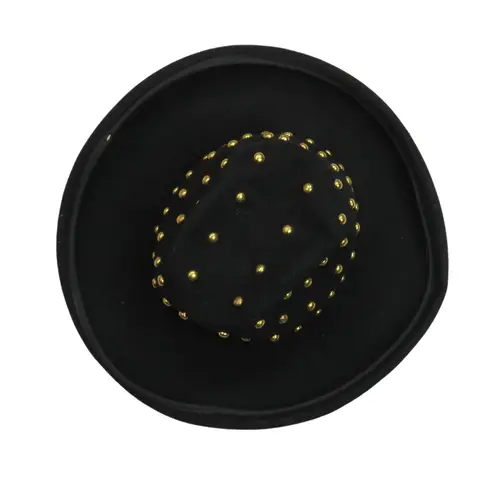 Bollman Hat Co. Mr. Charles 80s Vintage Black Felt Wool Gold Studded Fedora Hat