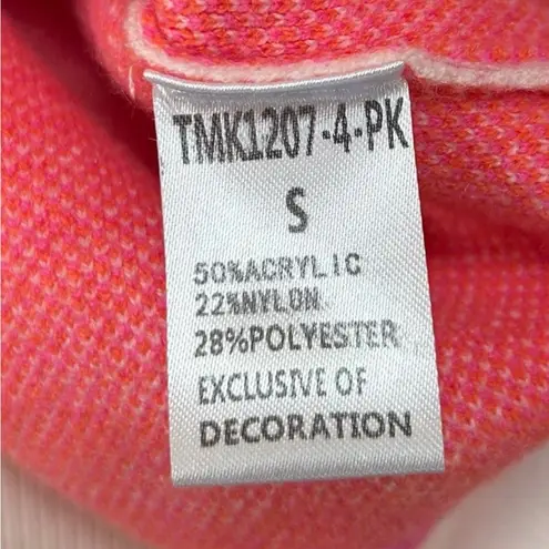 THML Women’s White Orange Pink Retro Flower Jacquard Crew Neck Sweater Small