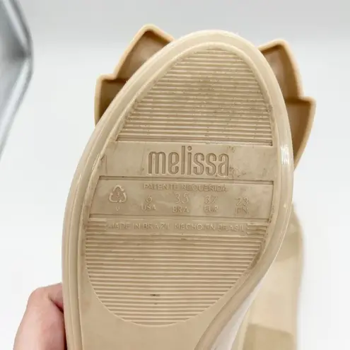 Melissa  Sweet Love V Jelly Bow Flats Size 6 Nude Beige Slip On Round Toe