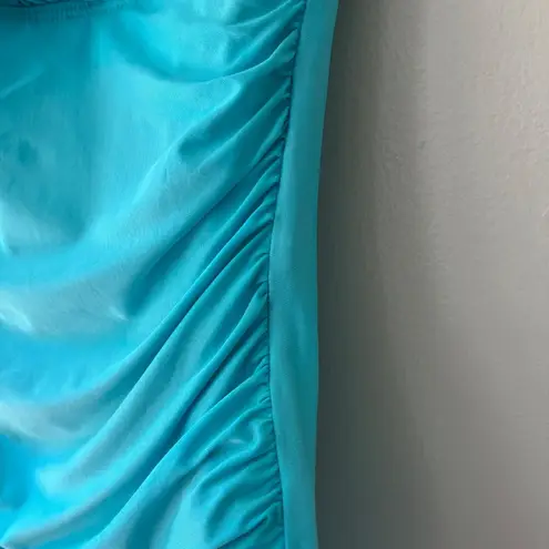 Athena Sz 12 One Piece Turquoise Tummy Control Swimsuit Shoulder Strap Luxury