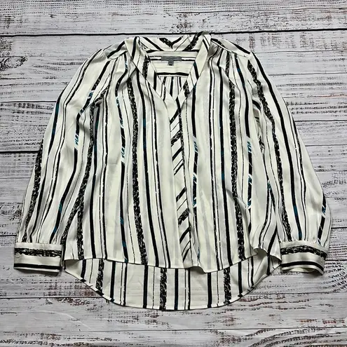 Classiques Entier silk v neck long sleeve striped blouse size large