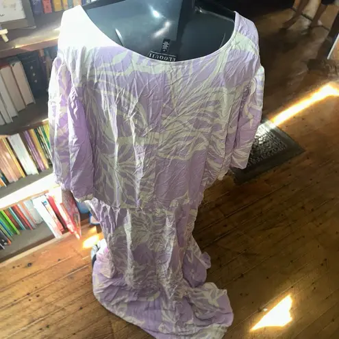 Eloquii purple & white floral flowy v-neck tiered maxi dress