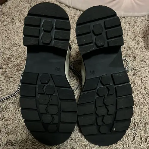 Michael Shannon Black and White Combat Boots with Chunky Sole