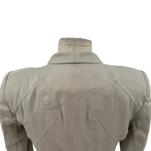 Helmut Lang Cropped Blazer Jacket in Aritfact Linen Blend Beige Size 2