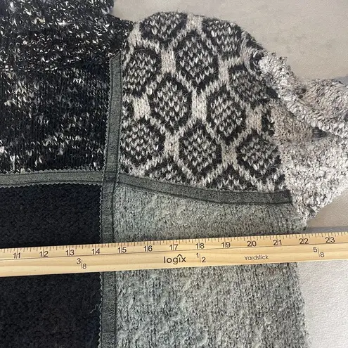 Vintage Fabe Turtleneck Sweater Womens M Black Gray Patchwork Grandpa Eclectic Size M