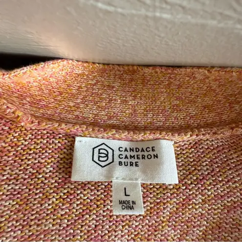 Candace Cameron Bure Orange Space Dye Oversized Button Front Cardigan Sweater L Size L