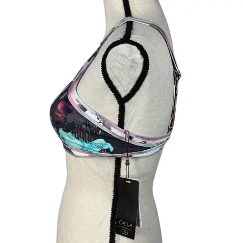 Calia Small High Neck Sports Bra Floral Botanical Garden Stretch Back Closure Black Size XS