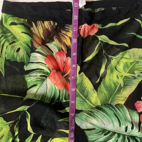 Laqueen Black Tropical Print Mesh Bodysuit (L) & Pant (M) Set Size undefined