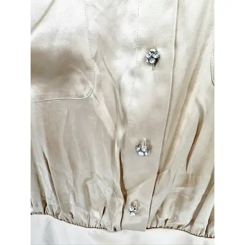 Cami NYC  Belkis Silk Charmeuse Shirt Bodysuit XL Beige Nude