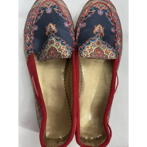 Womans Slip On Oriental Flat Shoes 10 Red