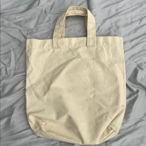 Vintage 80s Canvas Cat Yarn Tote Bag with Blue Ribbon Orange