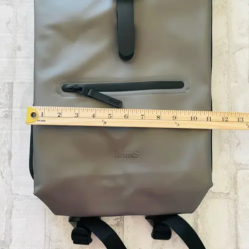 Rains Metallic Gray Rolltop Rucksack Waterproof Cycle Backpack Laptop Pocket