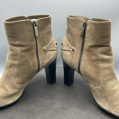 Tod's  Boots Womens Sz 10 Leather Suede Tan Heels Heeled Boots Designer Zipper