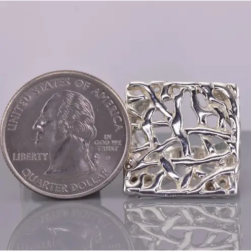 DGS Sterling Silver 22mm Branched Openwork Modernist Band Ring 925