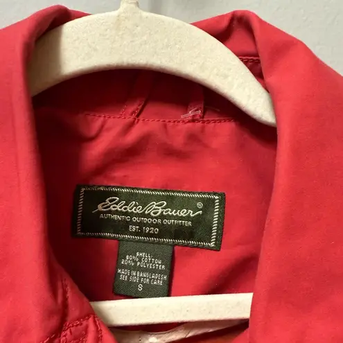 Eddie Bauer  Red Trench Coat Shell Jacket Button Front Vintage Style Womens Small - Image 2