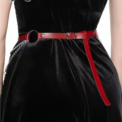Red Chain Belt with Cross Charms