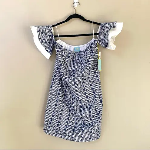 CeCe NWT Roseanna stripe embroidered off the shoulder dress Size 4