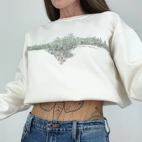 Vintage Garden Graphic Crewneck Sweatshirt | Size M White Size M