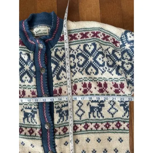 American Vintage Vermont country store winter white with deer cardigan size XL Red