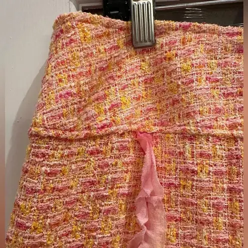 Rickie Freeman For Teri Jon Pink Tweed Tie Dye Ruffle A