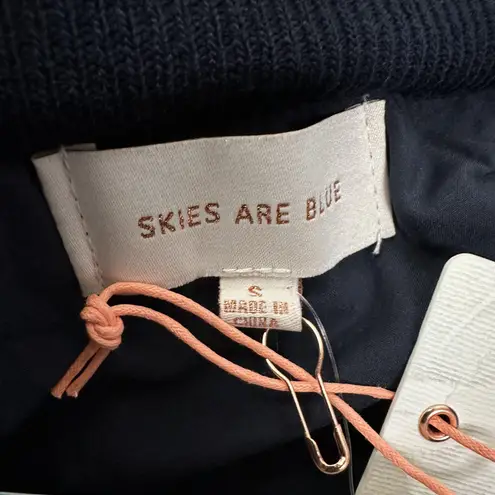 Skies Are Blue NWT Navy Knit Chevron A-line Sweater Skirt Size Small
